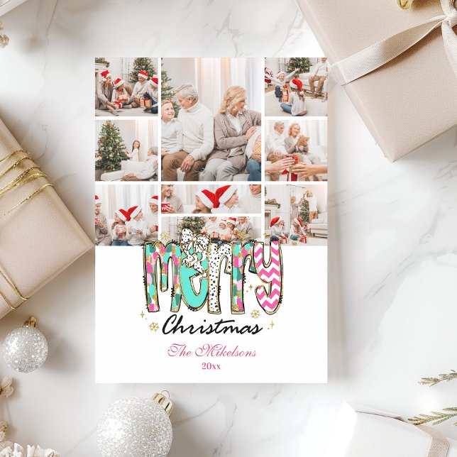 9 Foto Färgglad Retro God Jul Julkort (Skapare uppladdad)