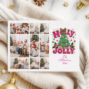 9 Foto Glitter Leopard Båge Holly Jolly Julkort