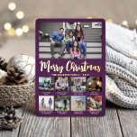 9 Foto Lila God jul Modern Collage<br><div class="desc">Skicka snyggt glatt hälsning och 9 av bilder med ett anpassningsbar-fotokollage lila och guld-folie-helgdag-kort. All text på den här mallen är enkel att anpassa för att inkludera alla formuleringar, t.ex. God jul, Glad helg, Säsonhälsningar, nyårschecknare osv. (IMAGE PLACEMENT TIP: Ett enkelt sätt att centrera ett foto exakt som du vill...</div>