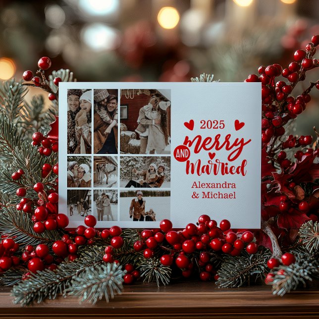 9 Foto Minimalistisk Glad och Gift  Julkort (Skapare uppladdad)