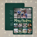 9 Foto Mörk grönt God jul Modern Collage<br><div class="desc">Skicka snyggt glatt hälsning och 9 av bilder med anpassningsbar fotokollage grönt och guld-folie-helgdag. All text på den här mallen är enkel att anpassa för att inkludera alla formuleringar, t.ex. God jul, Glad helg, Säsonhälsningar, nyårschecknare osv. (IMAGE PLACEMENT TIP: Ett enkelt sätt att centrera ett foto exakt som du vill...</div>