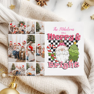 9 Foto Rutig Merry & Bright Jul Julkort
