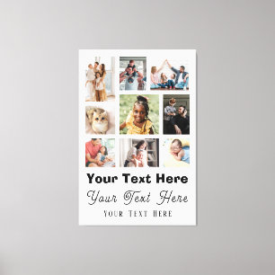 9 Fotofamilj med skript, svart text vit Canvastryck
