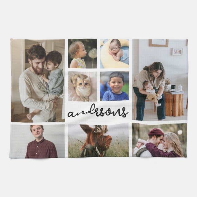 9 Fotokollage Family Kitchen-torn Kökshandduk (Horisontell)