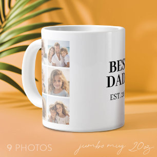9 Fotokollage med Bästa Pappa och År Jumbo Mugg