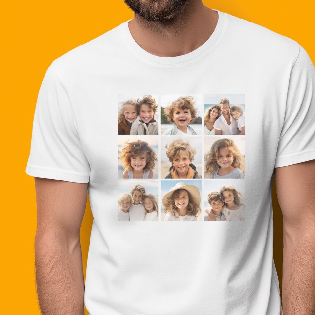 9 Foton Kollage - Svart och Vitt Tröja (Custom Photo T-shirt)