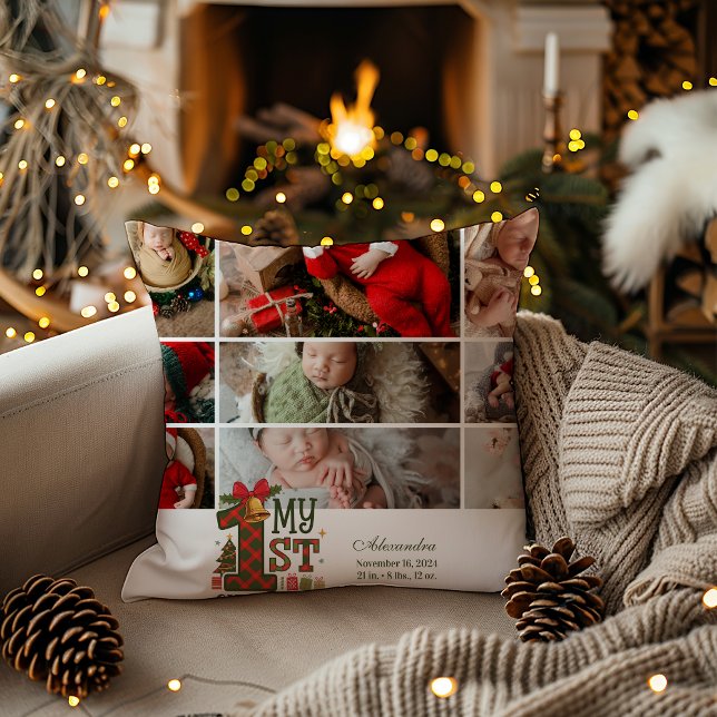 9 Fotopapper första jul Kudde (Skapare uppladdad)