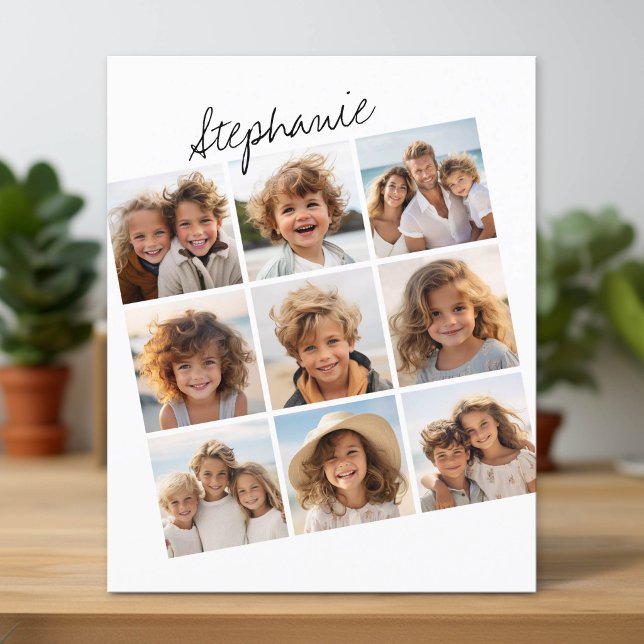 9 Fyrkantig Fotokollage - Svart och Vitt Notkort (Photo Note Card)