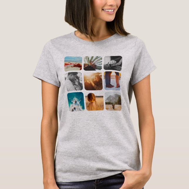 9 Fyrkantstreck, rundad Ram i fotomall T Shirt (Framsida)