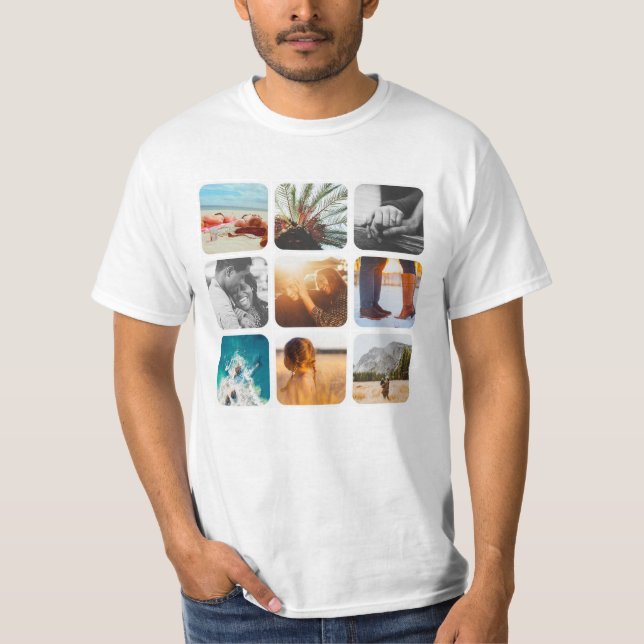 9 Fyrkantstreck, rundad Ram i fotomall T Shirt (Framsida)