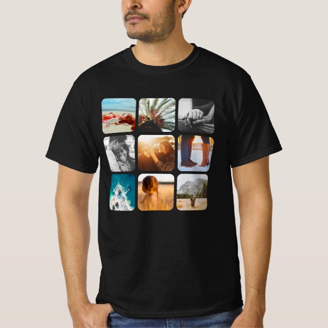 9 Fyrkantstreck, rundad Ram-T-skirt, för fotomall T Shirt (Framsida)