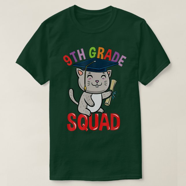 9 H Klass Square Cat Back O School T Shirt (Design framsida)