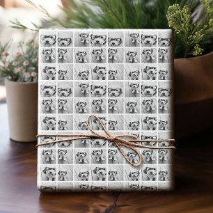 9-kvadratisk fotokollage - svart och vitt presentpapper
