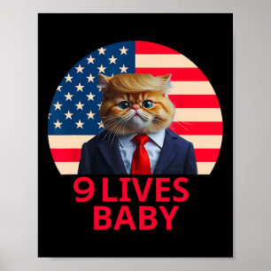 9 liv av katt Trump 2024 Vinn Seger Vinnare Trump Poster