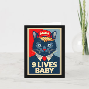 9 Lives Byby Cute Trump Cat Funny Trump 2024 Presi Kort