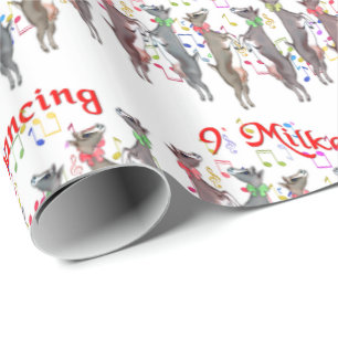 9 Milkers Dancing Goat Julafton Wrapping Papper Presentpapper