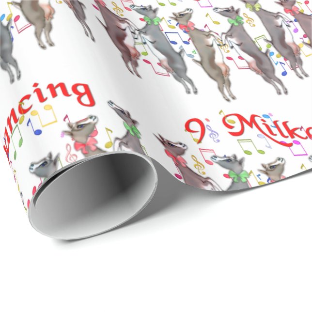 9 Milkers Dancing Goat Julafton Wrapping Papper Presentpapper (Rullad Hörn)
