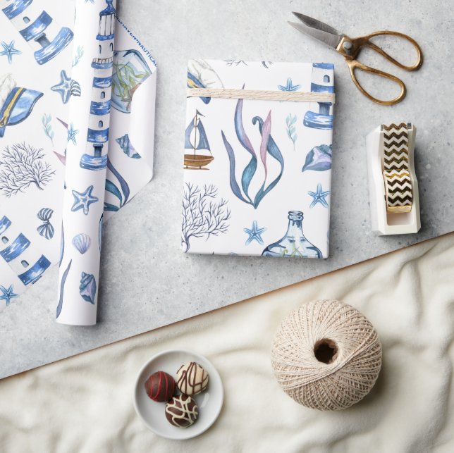 #9 Nautisk Haven Wrapping Papper "Big Storlek" Presentpapper (Hantverk)