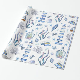 #9 Nautisk Haven Wrapping Papper "Big Storlek" Presentpapper