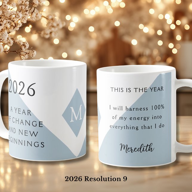 9. Nyårsresolution för 2026 År för förändring  Kaffemugg (2026 Year of Change and New Beginnings Dusty Blue Resolution 9 Coffee Mug)