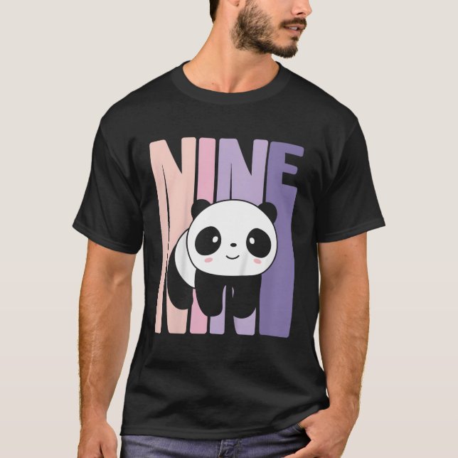 9 Panda 9:e B-dagen T Shirt (Framsida)