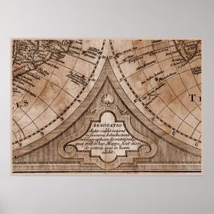 9 Panel Sepia Version de L'Isle World Map Ram 8 Poster