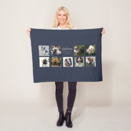 9 PET Photo Collage Instagram Namn Keepsaké Gift Fleecefilt