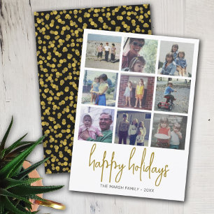 9 Photo Black and Guld Dots - jul Lycklig Julkort