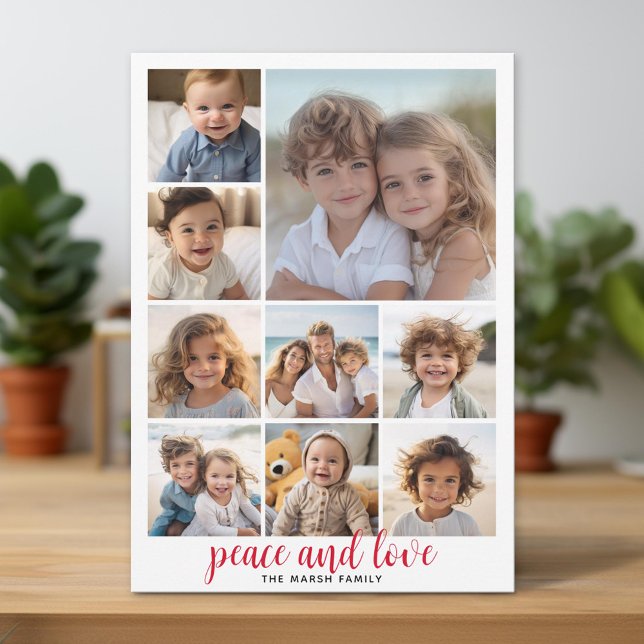 9 Photo Buffalo Play jul Red Peace och Kärlek Julkort (Unique Photo Card)