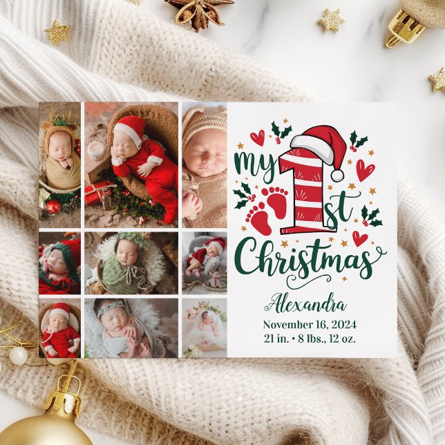 9 Photo Candy cane Baby 1:a jul Julkort (Skapare uppladdad)