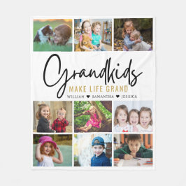 9 Photo Collage Barnbarn Make Life Grand Quote Fleecefilt