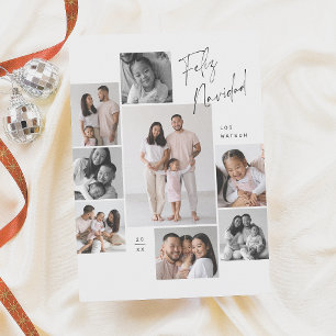 9 Photo Collage Feliz Navidad Spansk jul Julkort