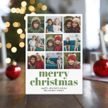9 Photo Collage God jul grönt candy rand Julkort<br><div class="desc">Grönt och rött - Använda nio fyrkantiga foton och gör ett unikt och trendig God jul hälsning med ett ljust och glatt strippat mönster på baksidan. Om du vill flytta något runt klickar du på knappen Anpassa för att göra ändringar.</div>