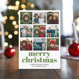 9 Photo Collage God jul grönt candy rand Julkort