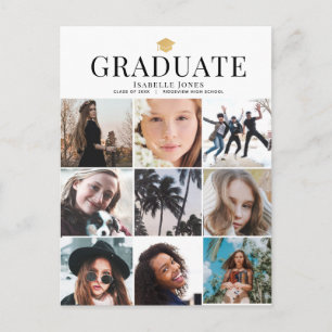 9 Photo Collage Minimalist White Studenten Meddelande Vykort