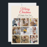 9 Photo Collage Modern God jul Hälsning Kort<br><div class="desc">Modern söt nalle sitta på en stol och med en julhatt och klämmande en presentlåda bredvid ett Julgran som dekorerats med julprydnader och färgstarka stjärnor. Välj 9 favoritfoton som du vill  med din familj och dina vänner den här julhelgen.</div>