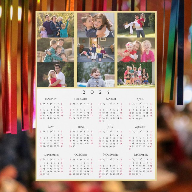 9 Photo Collage Personlig 2025 Family Calendar (9 Photo Collage Personalized 2025 Family Calendar)