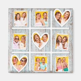 9 Photo Collage Rustic Wood Hearts Best Friends Magnet