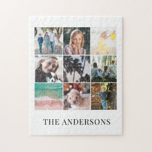 9 Photo Collage White Jigszle Puzzle Pussel