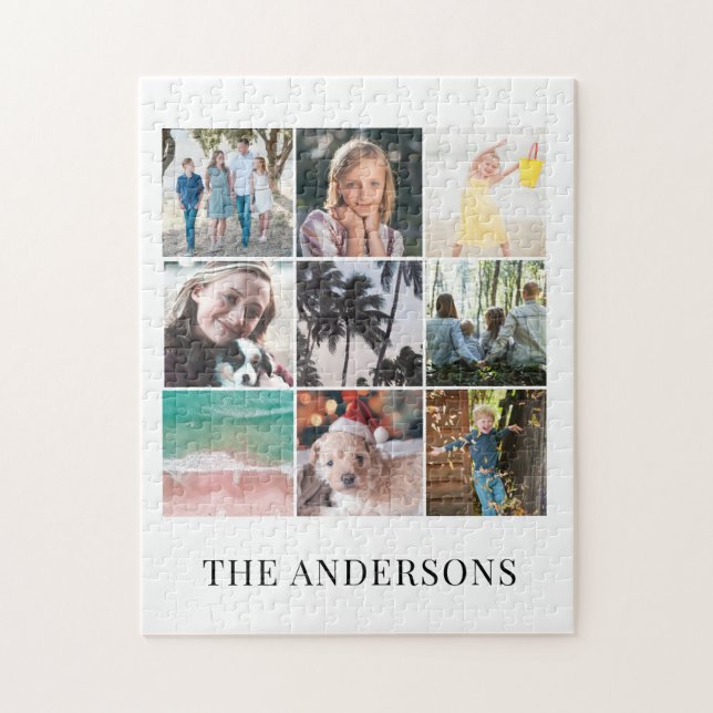 9 Photo Collage White Jigszle Puzzle Pussel (Vertikal)
