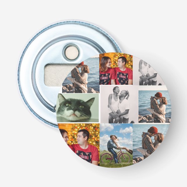 9 Photo Custom Personalized Collage Flasköppnare (Framsidan)