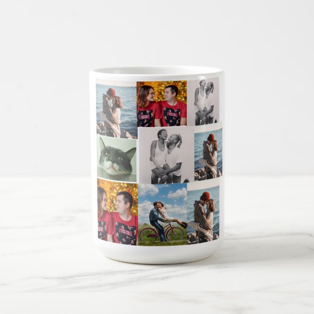 9 Photo Custom Personalized Collage Kaffemugg (Center)
