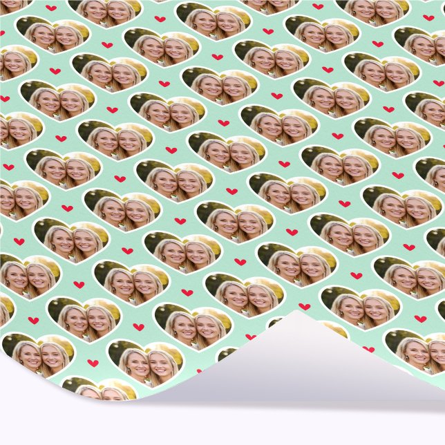 9 Photo Cute Love Heart Elegant Mint Green Pattern Presentpapper (Skapare uppladdad)