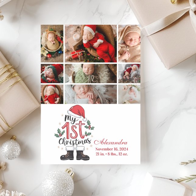 9 Photo Cute Santa Baby 1st Christmas Julkort (Skapare uppladdad)
