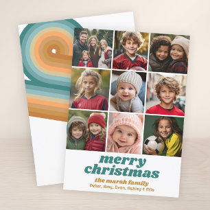 9 Photo Gräns - God jul Retro Line Art Julkort