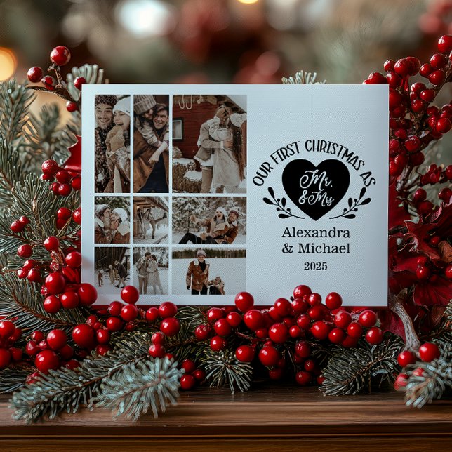 9 Photo Heart First Christmas as Mr & Mrs Julkort (Skapare uppladdad)