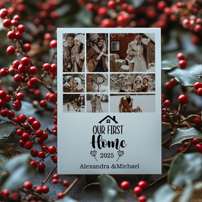 9 Photo Minimialist jul vårt första hem Julkort (Skapare uppladdad)