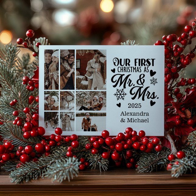 9 Photo Snowflakes Christmas Mr and Mrs  Julkort (Skapare uppladdad)