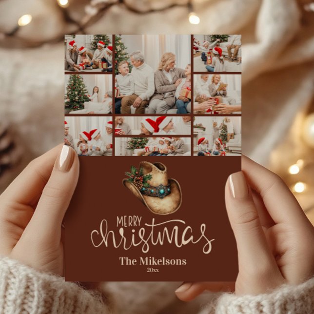 9 Photo  Western Cowboy Hat Christmas Julkort (Skapare uppladdad)
