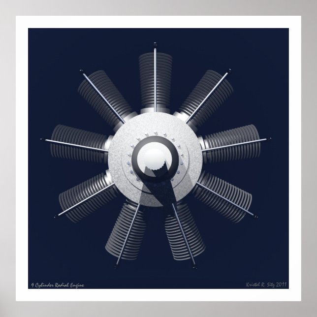 9 Radialmotor med cylinderdiameter Poster (Framsidan)
